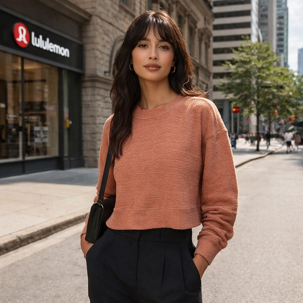 Lululemon Textured Cropped Sweater | Relaxed Fit Crewneck Pullover